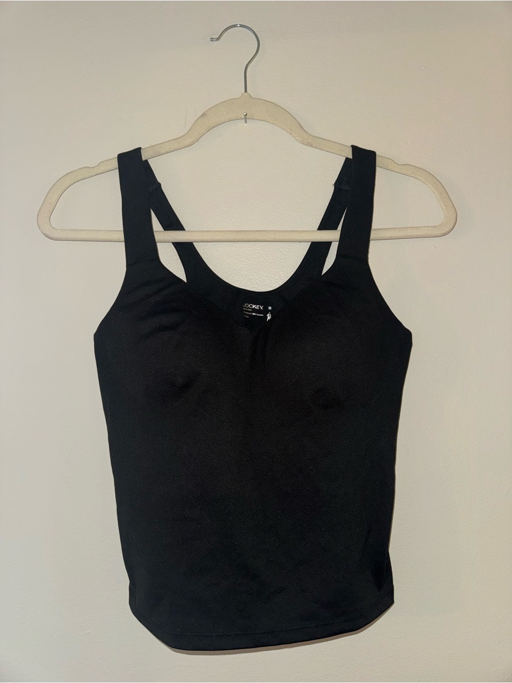 NWOT, Jockey, black tank top with built in bra, size medium